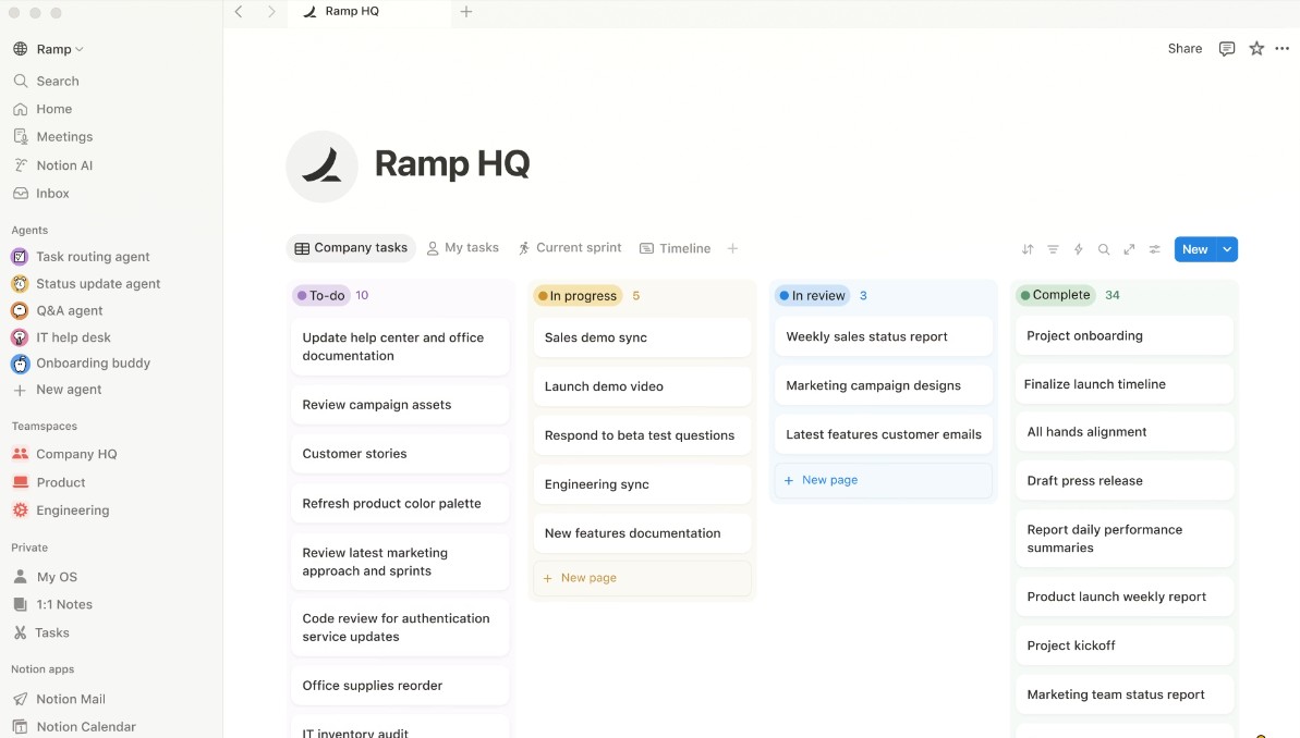 sceenshots from Notion homepage showing orginized workflow