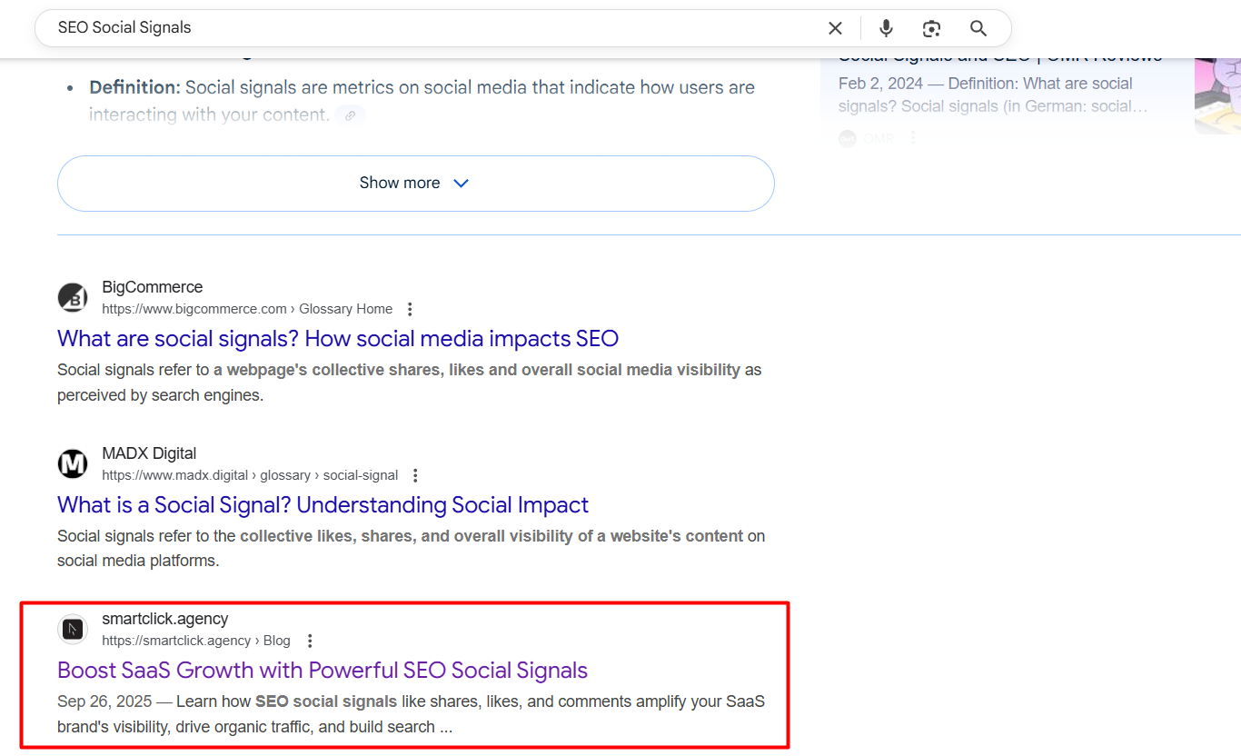  Google search result after crawling and indexing a page