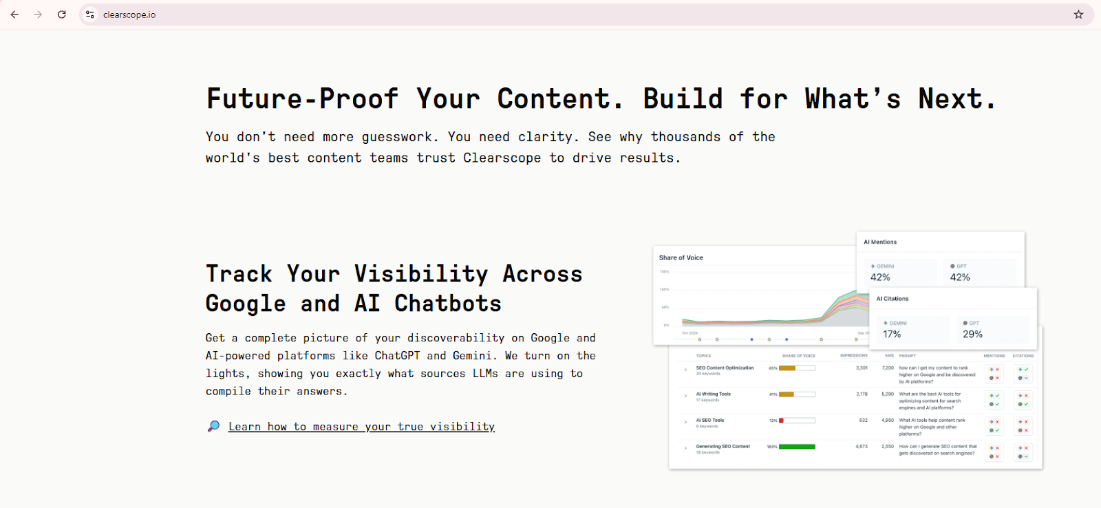 Clearscope homepage