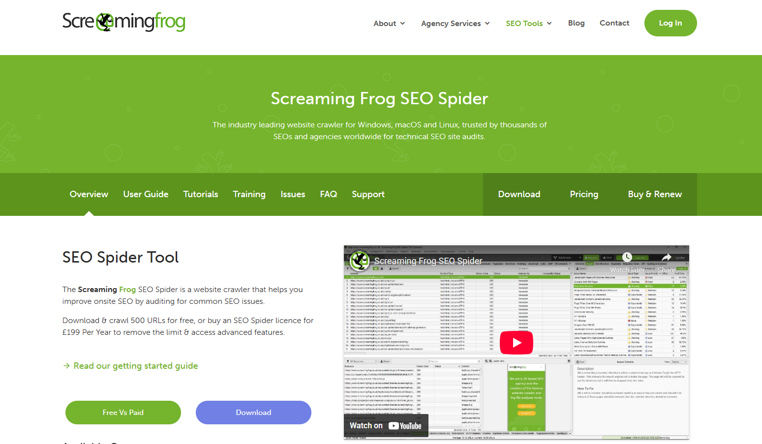 Screaming Frog homepage