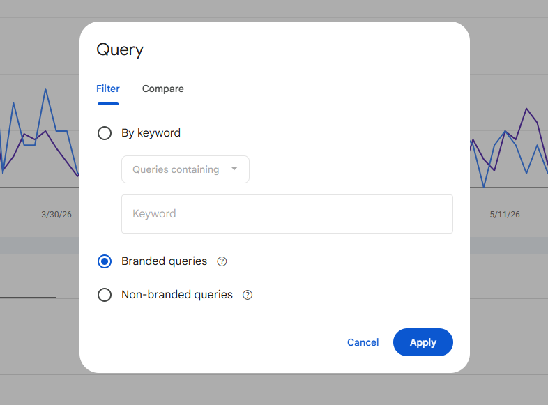 how to measure branded vs non-branded queries using GSC